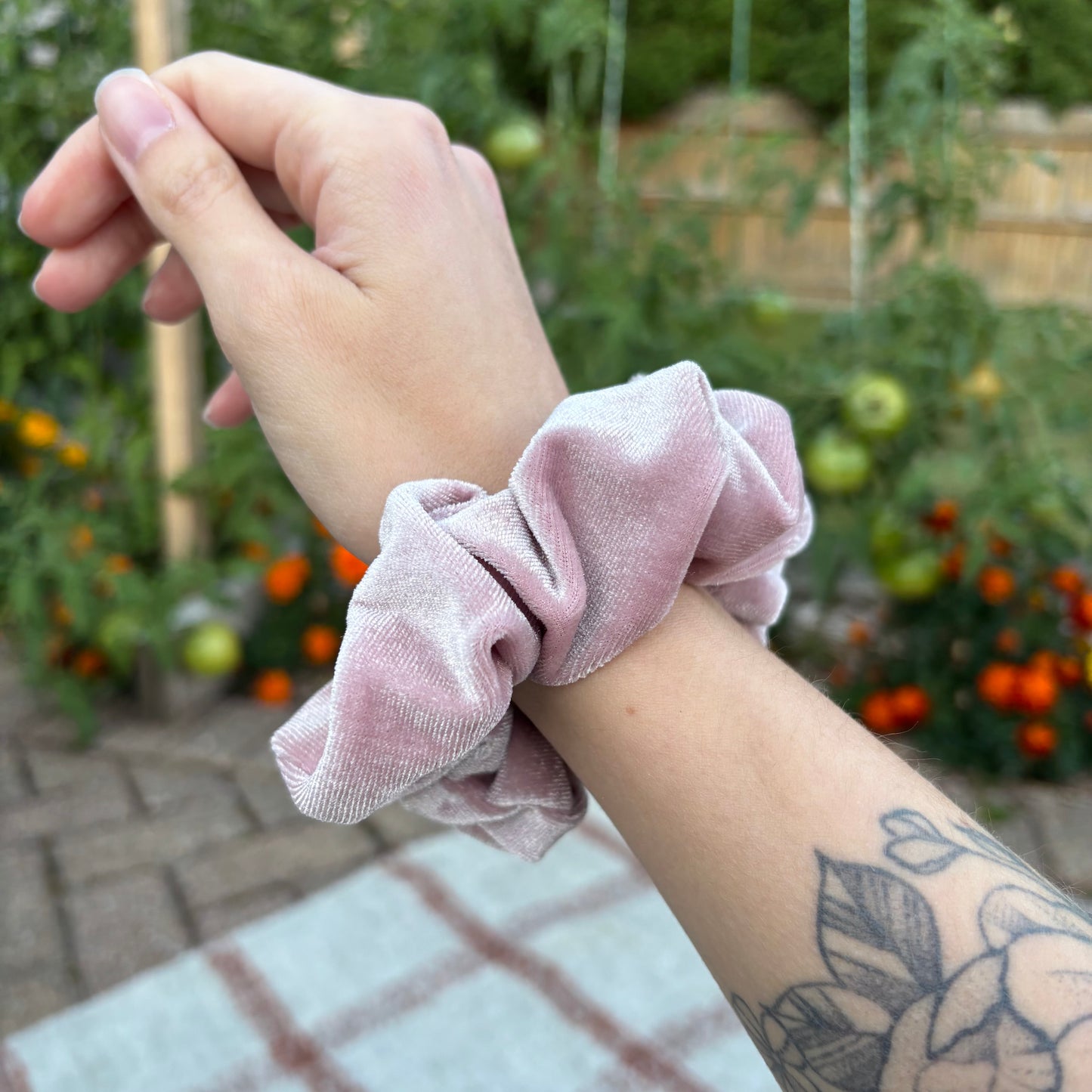 Dusty Rose Velour Scrunchie