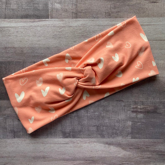 Peach Hearts Headband