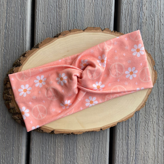 Retro Floral Peace Headband